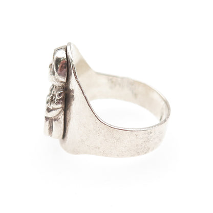Old Pawn 925 Sterling Silver Vintage Southwestern Kachina Doll Ring Size 10.75