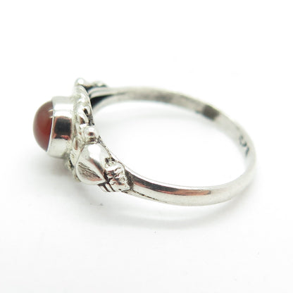 925 Sterling Silver Vintage Real Carnelian Southwestern Ring Size 5.25