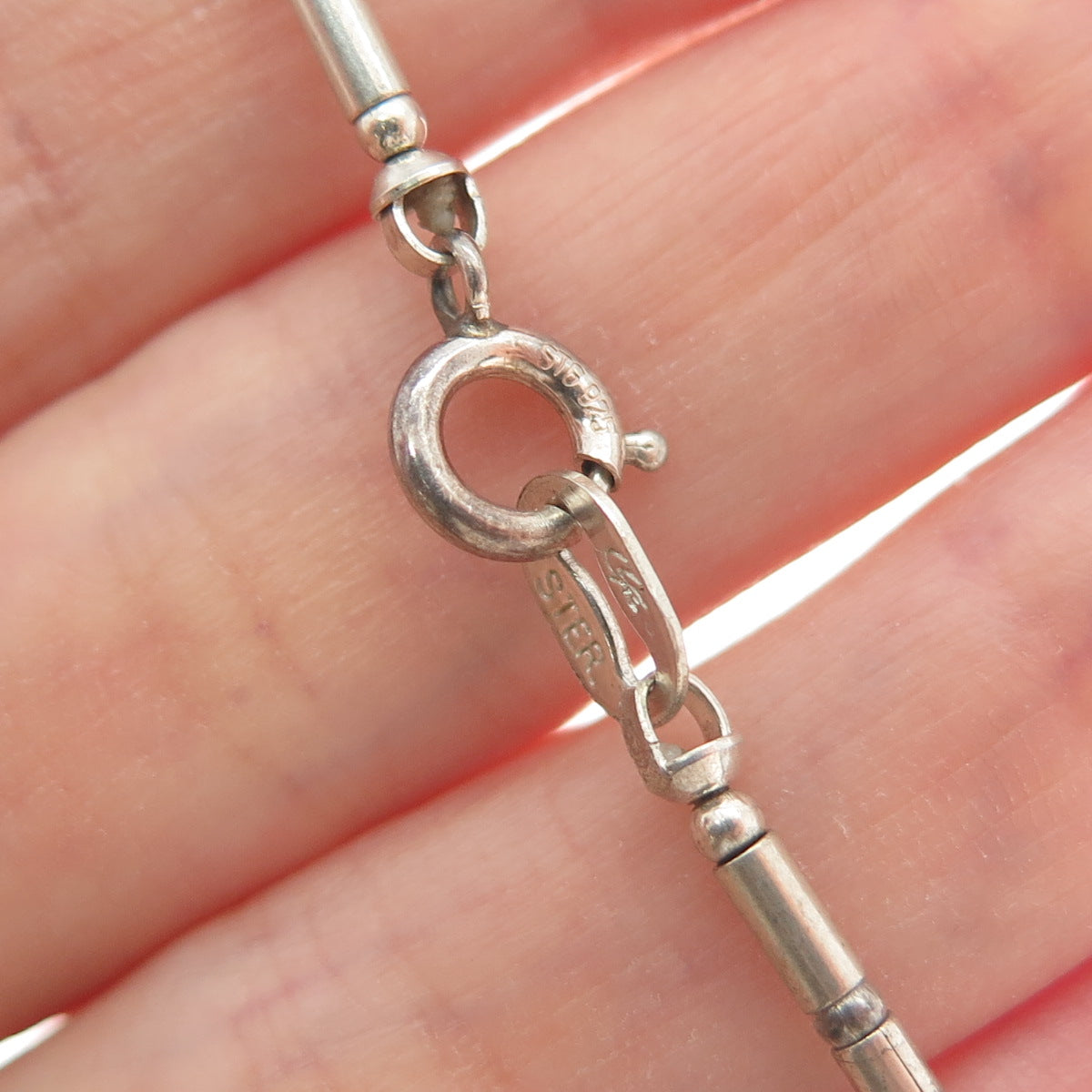 CAROLYN POLLACK Sterling Vintage Real Denim Lapis Beaded Anklet / Bracelet 10"