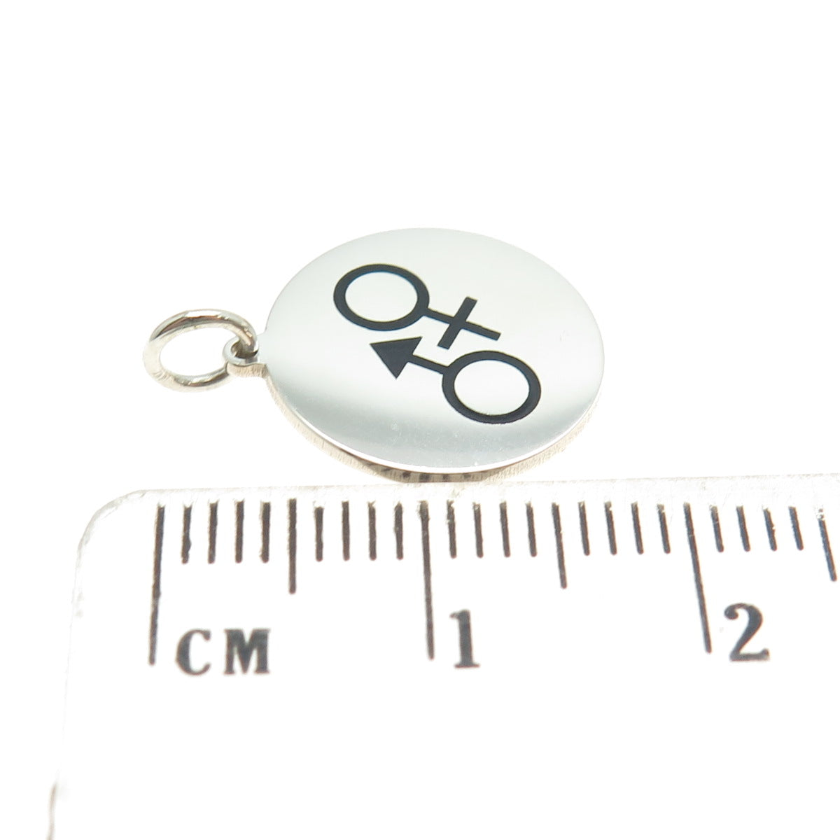 925 Sterling Silver Black Enamel Male & Female Symbol Minimalist Charm Pendant