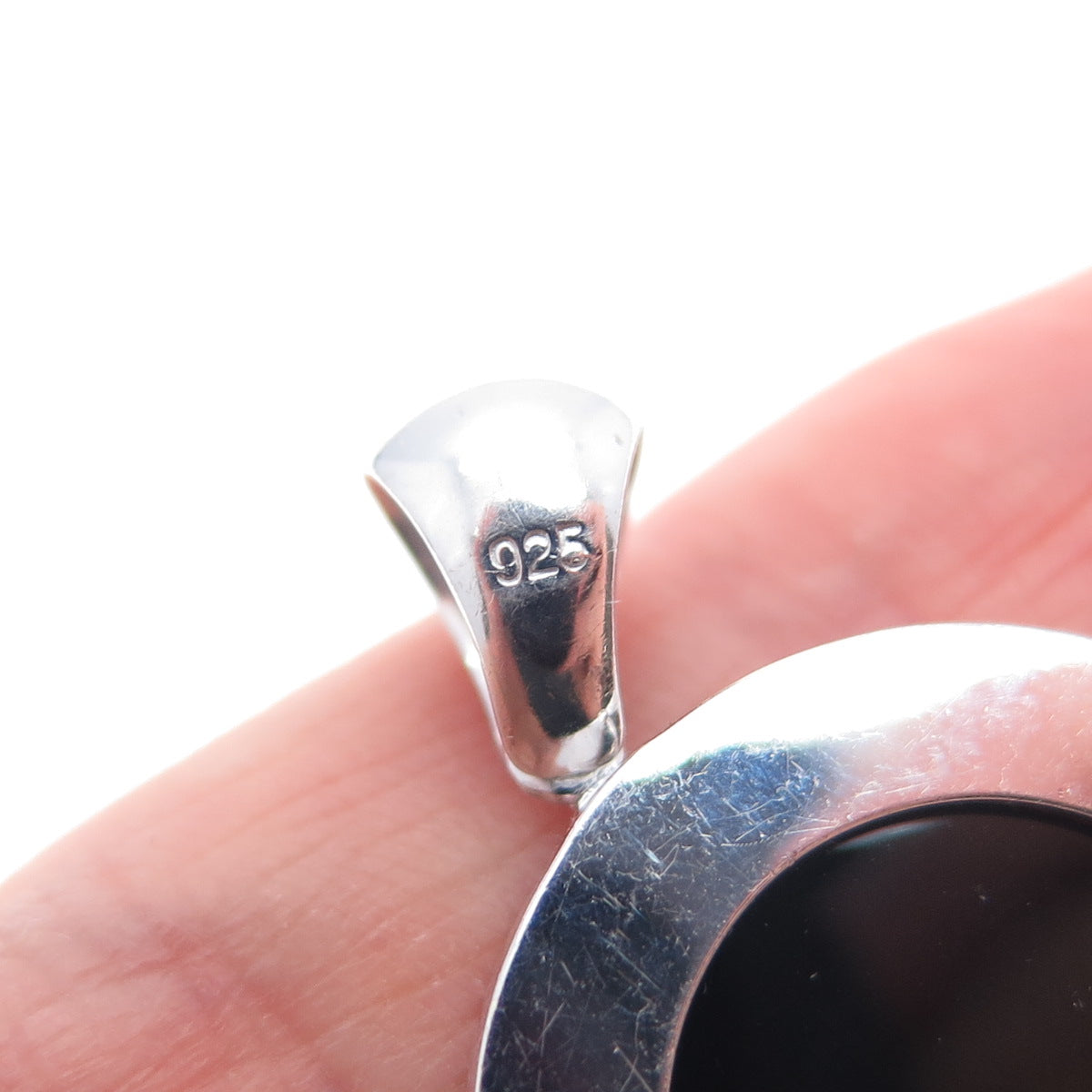 925 Sterling Silver Vintage Real Black Onyx Metro City Charm Pendant