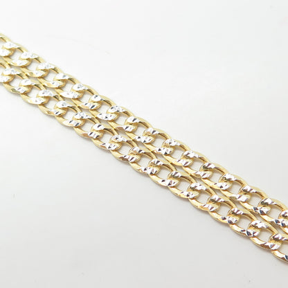 925 Sterling Silver Gold Plated 2-Tone Italy Cuban Chain Necklace 18"