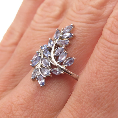 Chuck Clemency 925 Sterling Silver Real Tanzanite Floral Bypass Ring Size 8