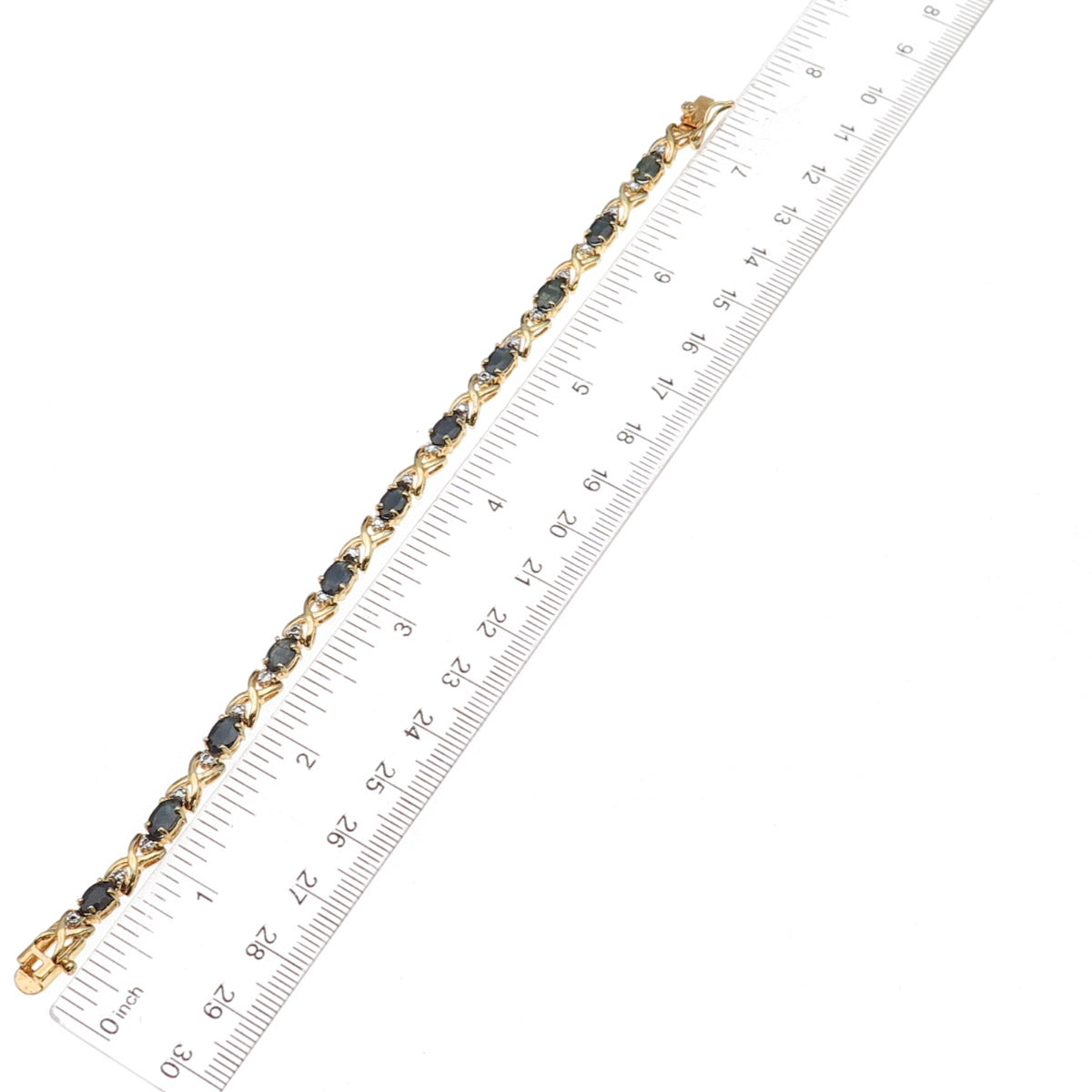 Dee Berkle 925 Sterling Gold Plated Real Diamond Accent & Sapphire Bracelet 7"