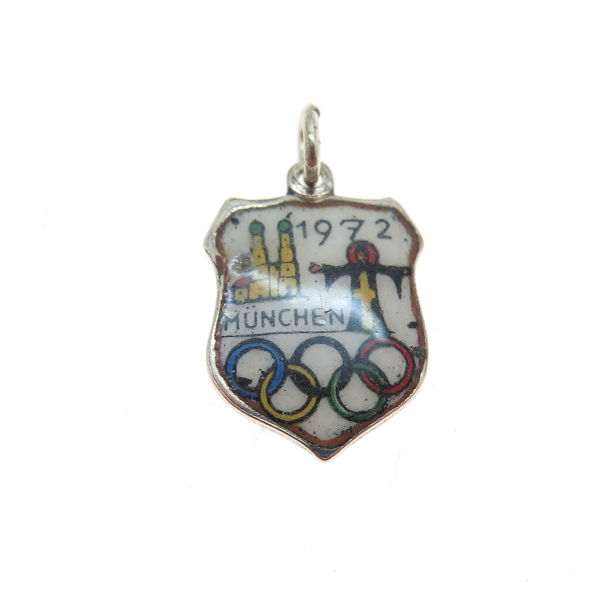 EH JEWELRY 800 Silver Vintage Enamel 1972 München Summer Olympics Charm Pendant