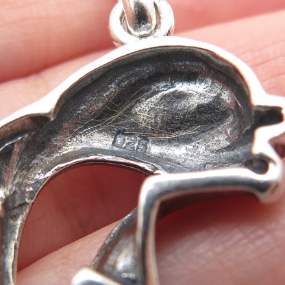 925 Sterling Silver Vintage Dolphin Oxidized Charm Pendant
