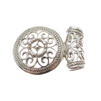 925 Sterling Silver Vintage Mexico Ornate Slide Charm Pendant