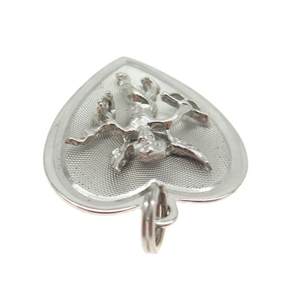 TOWN & COUNTRY 925 Sterling Silver Vintage Cupid Heart Charm Pendant