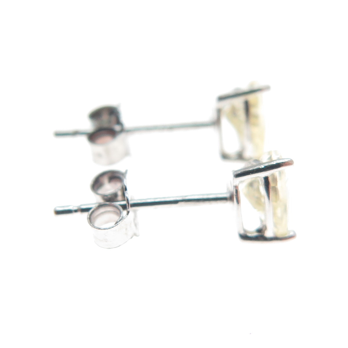 925 Sterling Silver Heart-Cut Canary C Z Stud Earrings