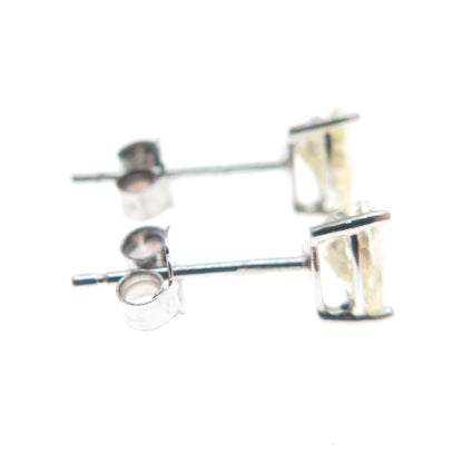 925 Sterling Silver Heart-Cut Canary C Z Stud Earrings