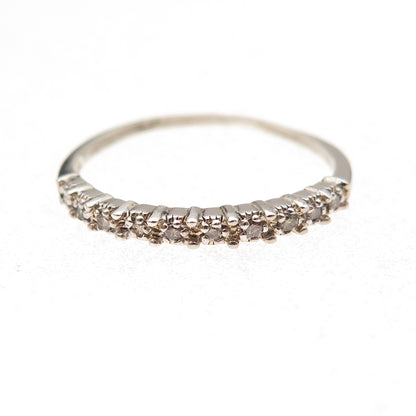 925 Sterling Silver Real Round-Cut Diamond Half Eternity Band Ring Size 10