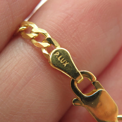P. LUX 925 Sterling Silver Gold Plated Italy Curb Link Bracelet 8.25"
