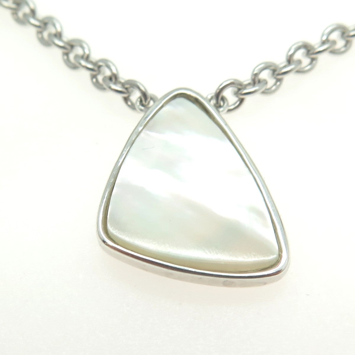 925 Sterling Silver Real Mother-of-Pearl Rolo Chain Necklace 16"