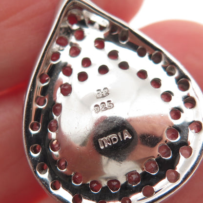 925 Sterling Silver Real Pearl & White Topaz Teardrop Slide Charm Pendant
