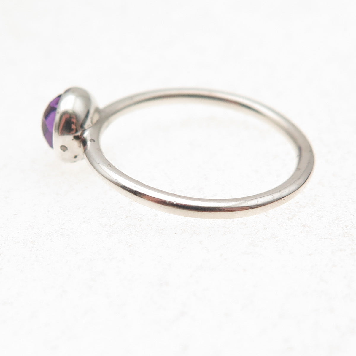Pandora 925 Sterling Silver Real Amethyst February Birthday Blooms Ring Size 6