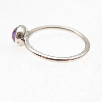 Pandora 925 Sterling Silver Real Amethyst February Birthday Blooms Ring Size 6