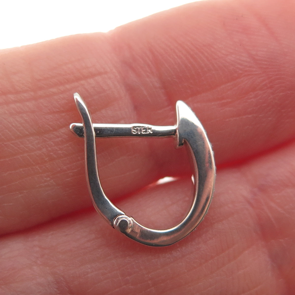 925 Sterling Silver Real Round-Cut Diamond Hoop Earrings