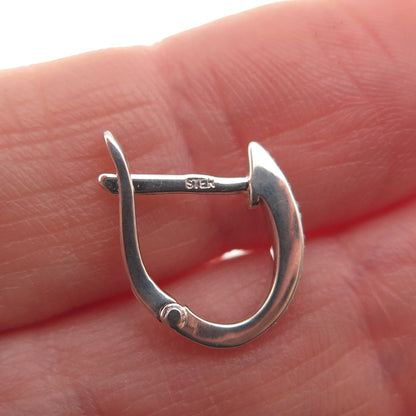 925 Sterling Silver Real Round-Cut Diamond Hoop Earrings