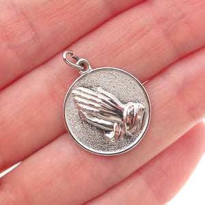 925 Sterling Silver Vintage Prayer Hands Religious Charm Pendant