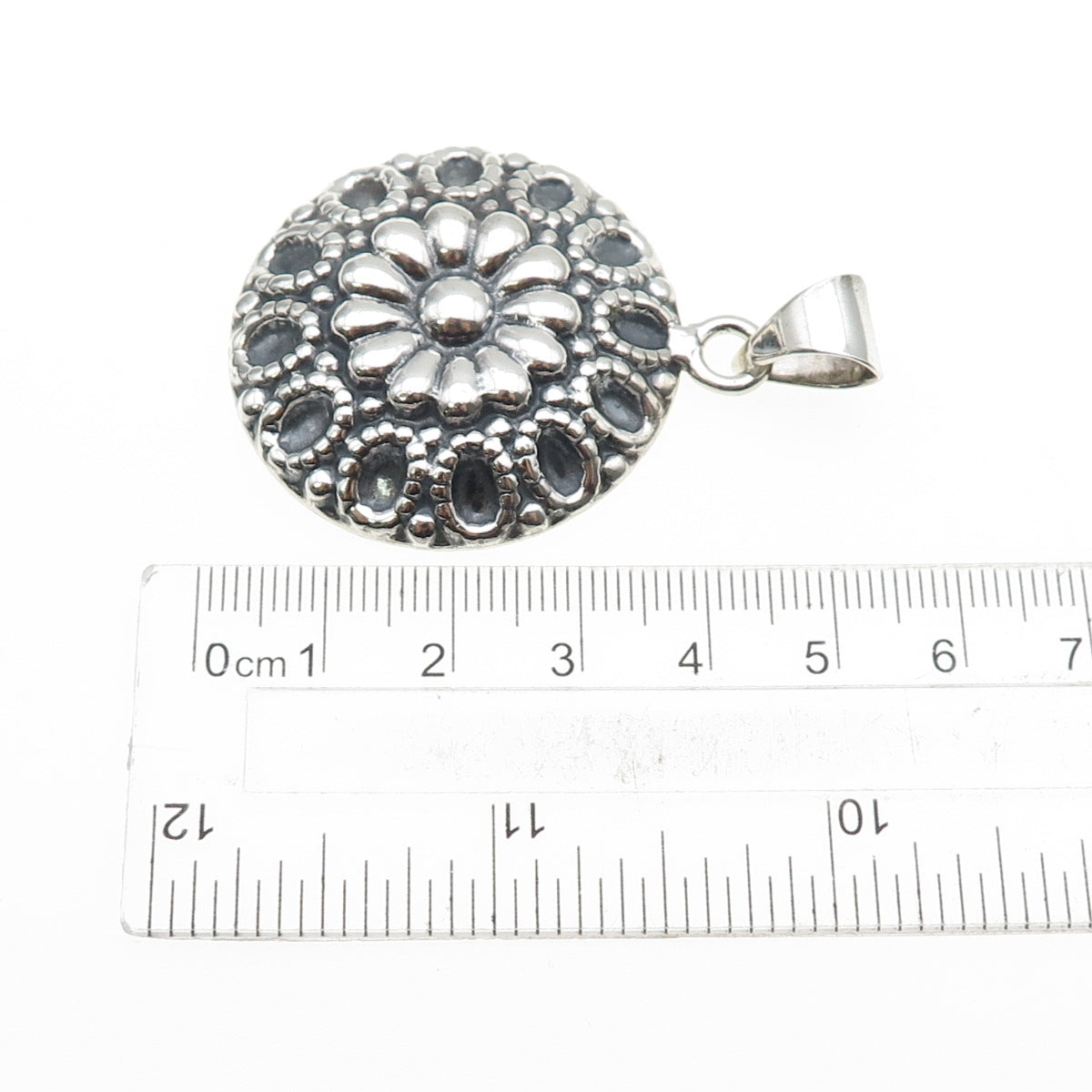 MWS Mark Washerman Samara 925 Sterling Vintage Mexico Flower Oxidized Pendant