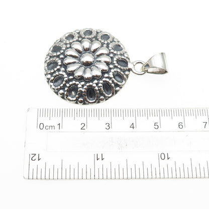 MWS Mark Washerman Samara 925 Sterling Vintage Mexico Flower Oxidized Pendant