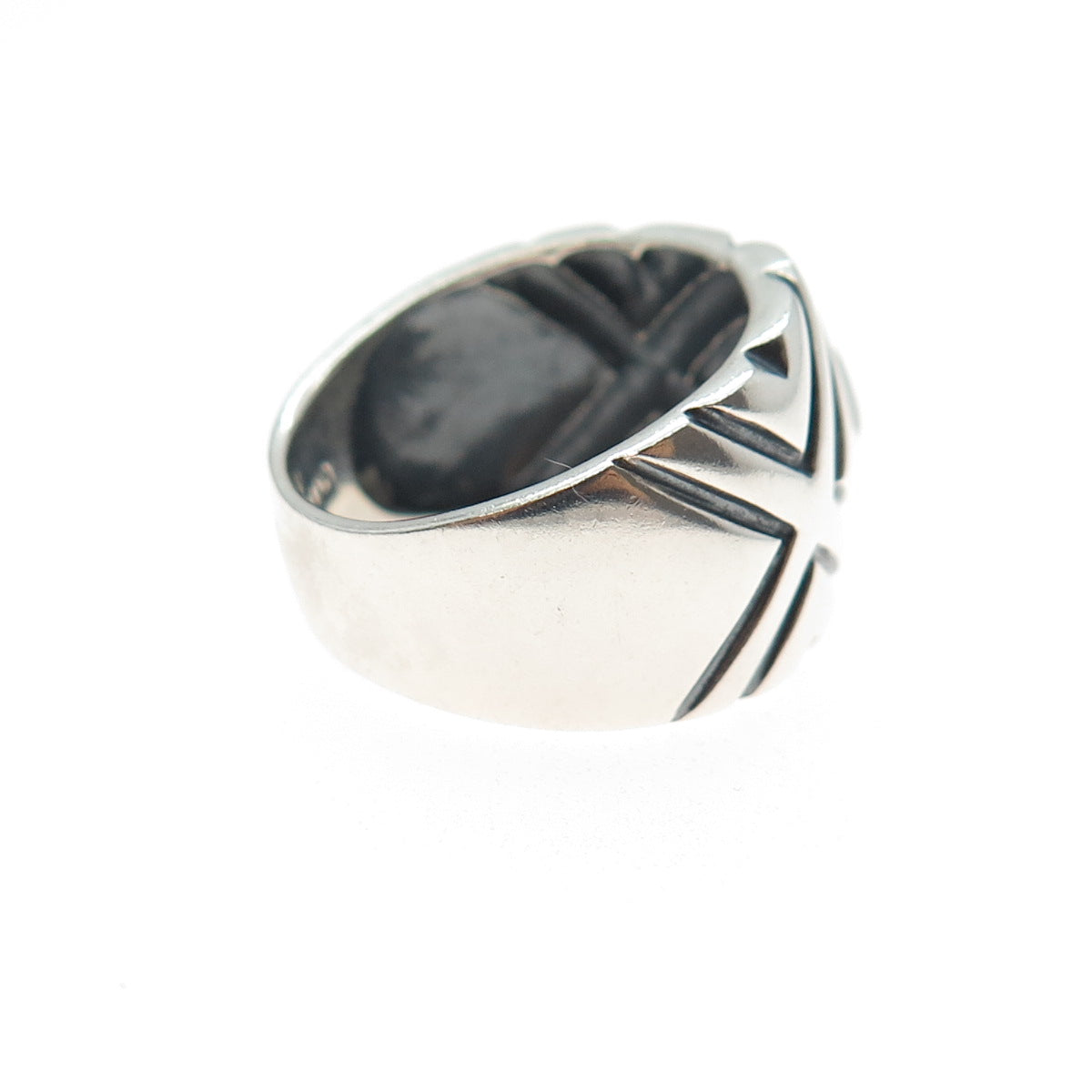CHAPAL ZENRAY 925 Sterling Silver Vintage Modernist Oxidized Ring Size 8.25