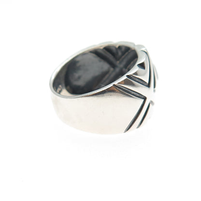 CHAPAL ZENRAY 925 Sterling Silver Vintage Modernist Oxidized Ring Size 8.25