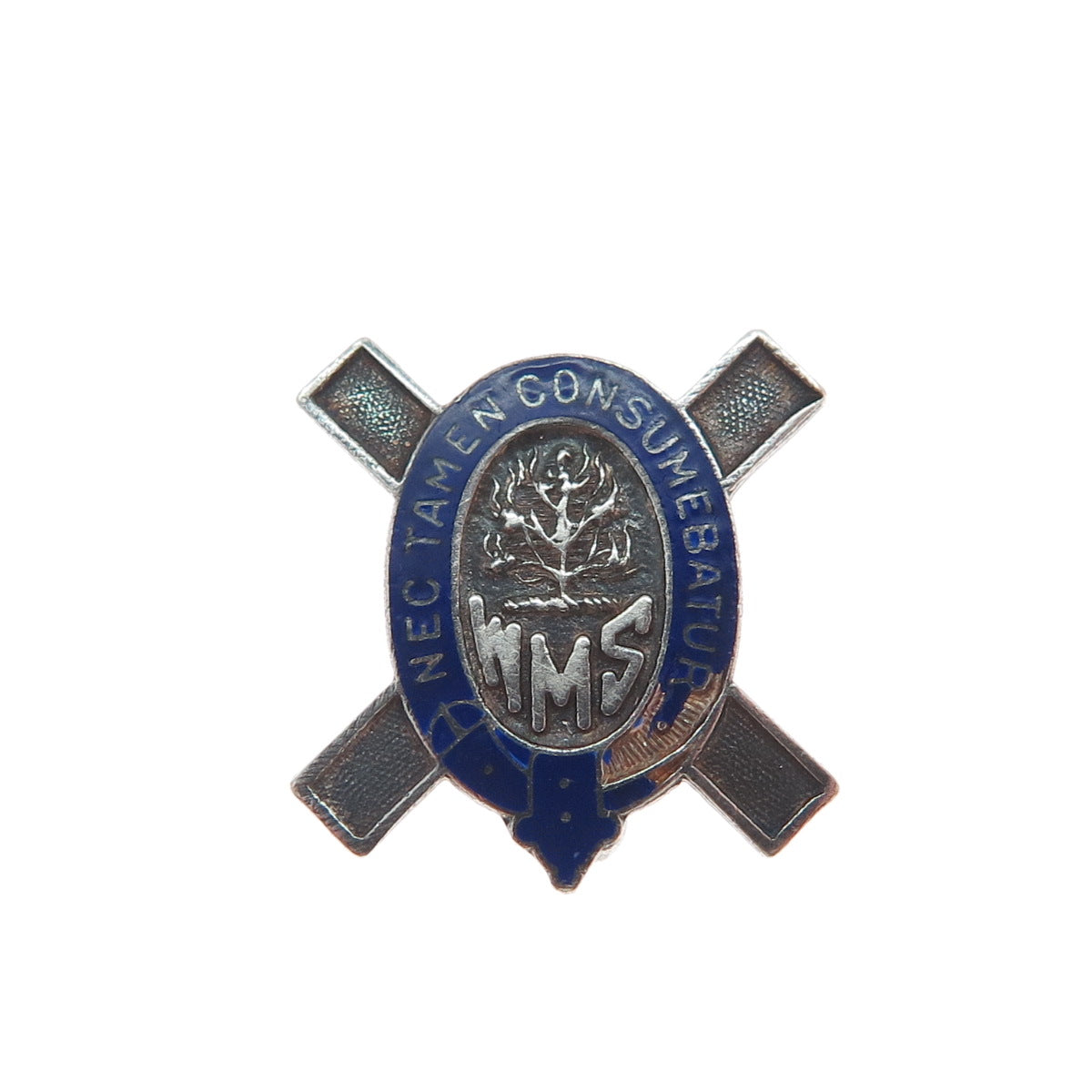 ELLIS BROS 925 Sterling Silver Vintage Enamel Scottish "WMS" Burning Bush Brooch
