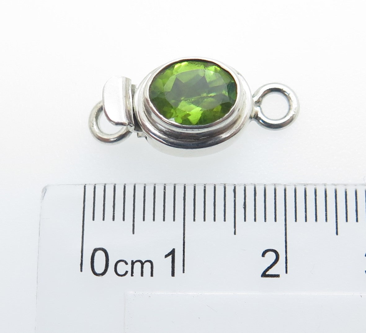 925 Sterling Silver Vintage Real Peridot Gem Lock Clasp for Bracelet/Necklace