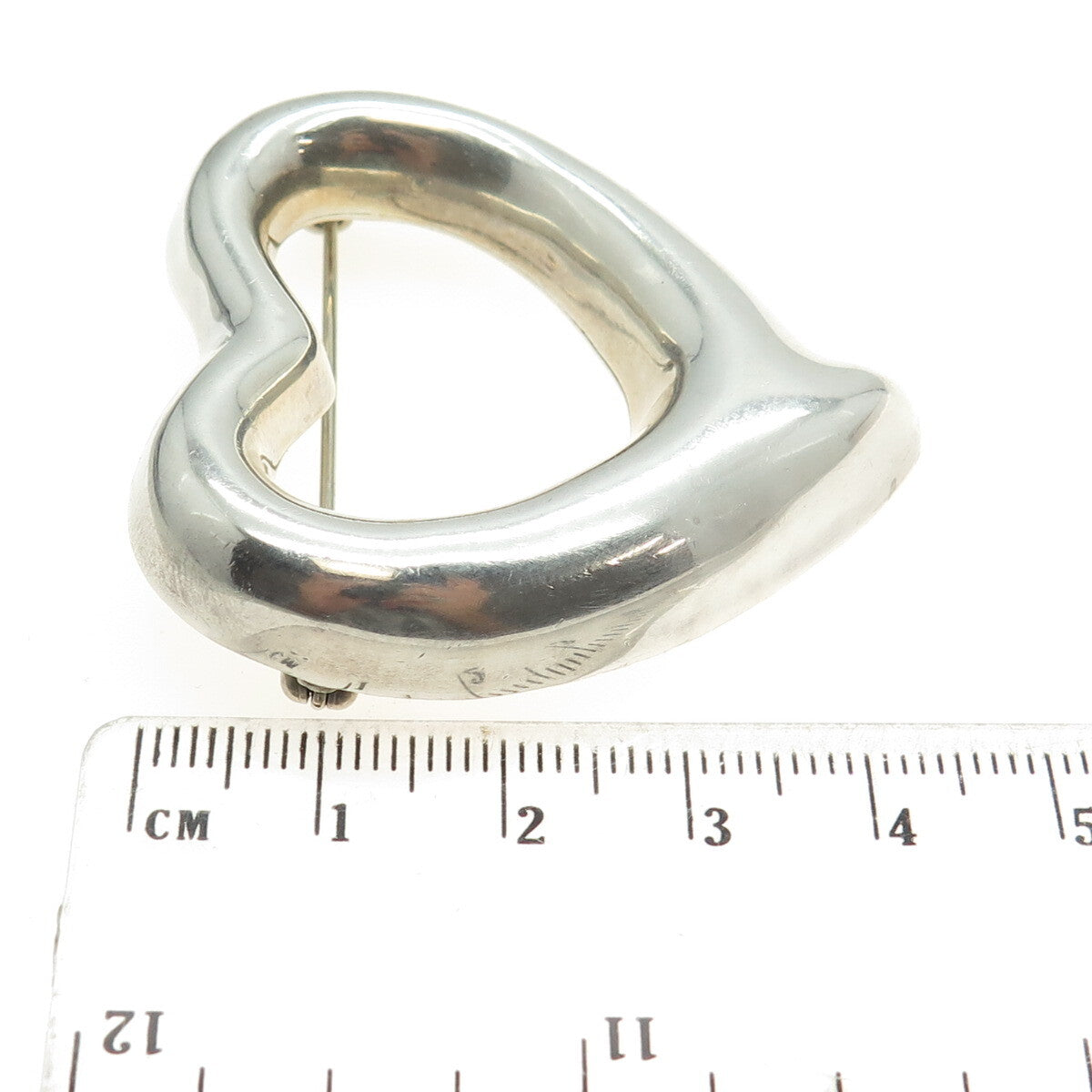 925 Sterling Silver Vintage Mexico Open Heart Pin Brooch