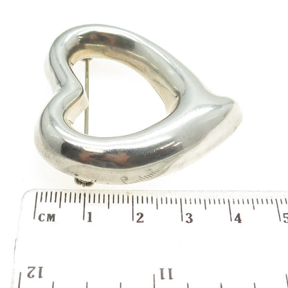 925 Sterling Silver Vintage Mexico Open Heart Pin Brooch
