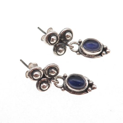 Donna Dale 999 Fine Silver Vintage Real Iolite Modernist Dangle Earrings