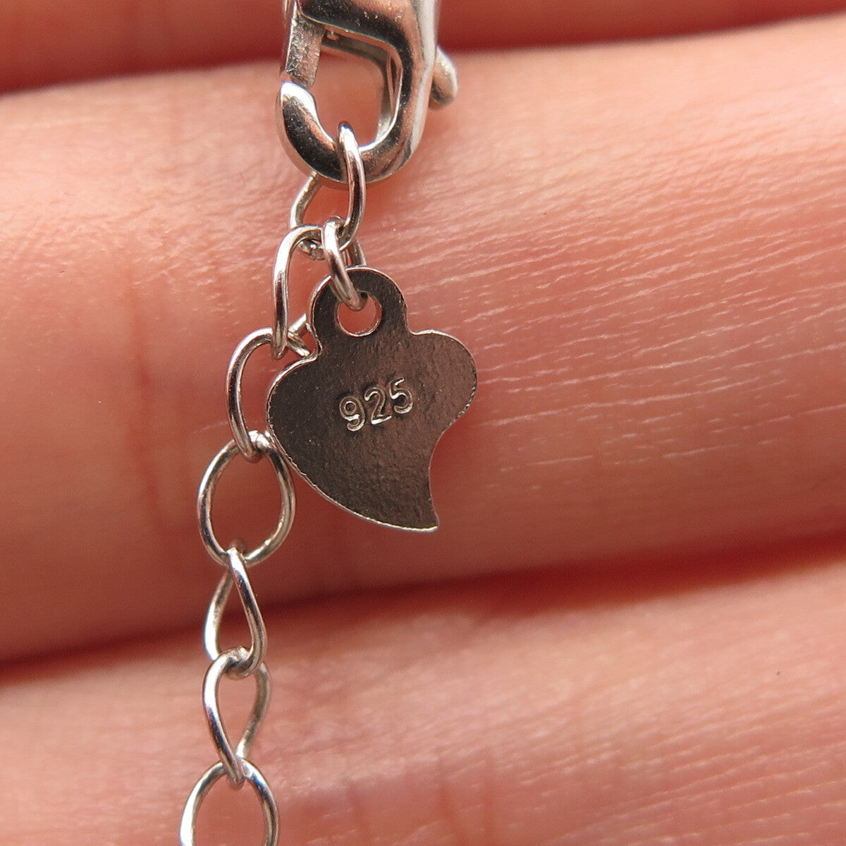 925 Sterling Silver Prizm C Z Skull Charm Cable Link Bracelet 8.5"