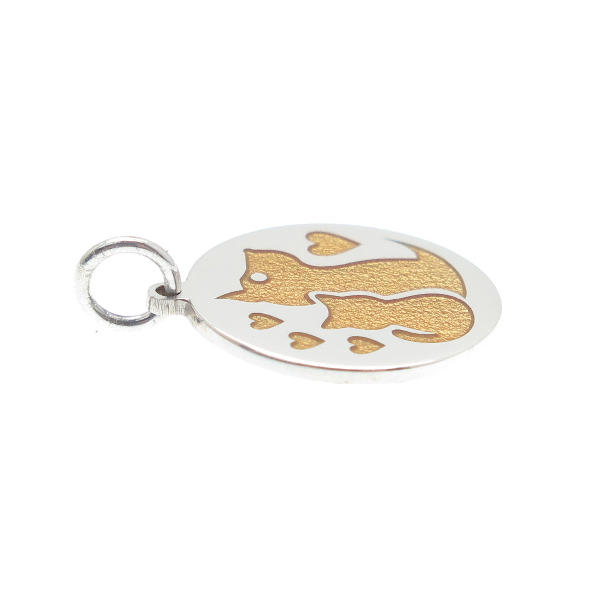 925 Sterling Silver Enamel Dog & Cat Friendship Round Minimalist Charm Pendant