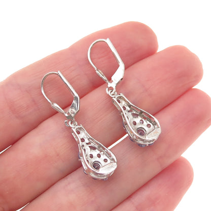 Chuck Clemency 925 Sterling Silver Real Tanzanite Teardrop Dangle Earrings