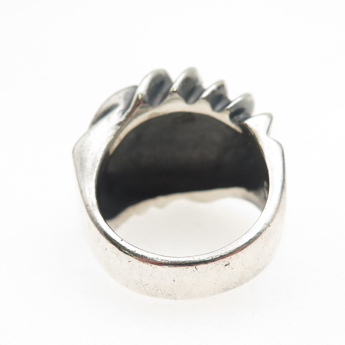 925 Sterling Silver Vintage Mexico Modernist Ribbed Oxidized Ring Size 7.25