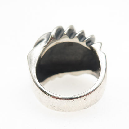 925 Sterling Silver Vintage Mexico Modernist Ribbed Oxidized Ring Size 7.25