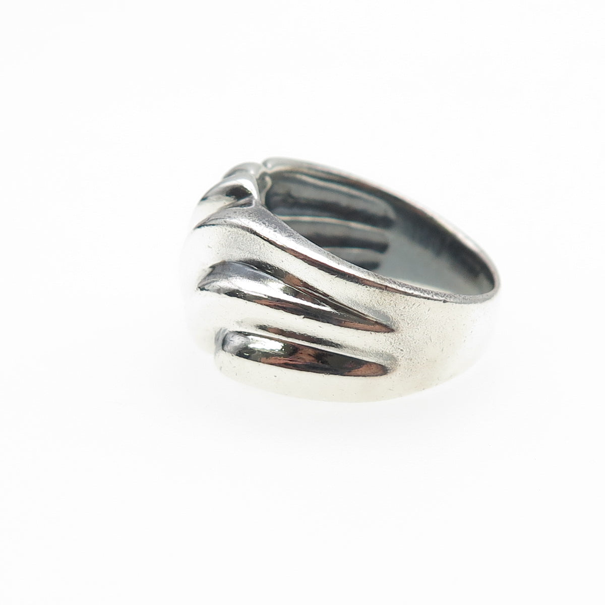 CHAPAL ZENRAY Sterling Silver Vintage Modernist Ribbed Oxidized Ring Size 8.25