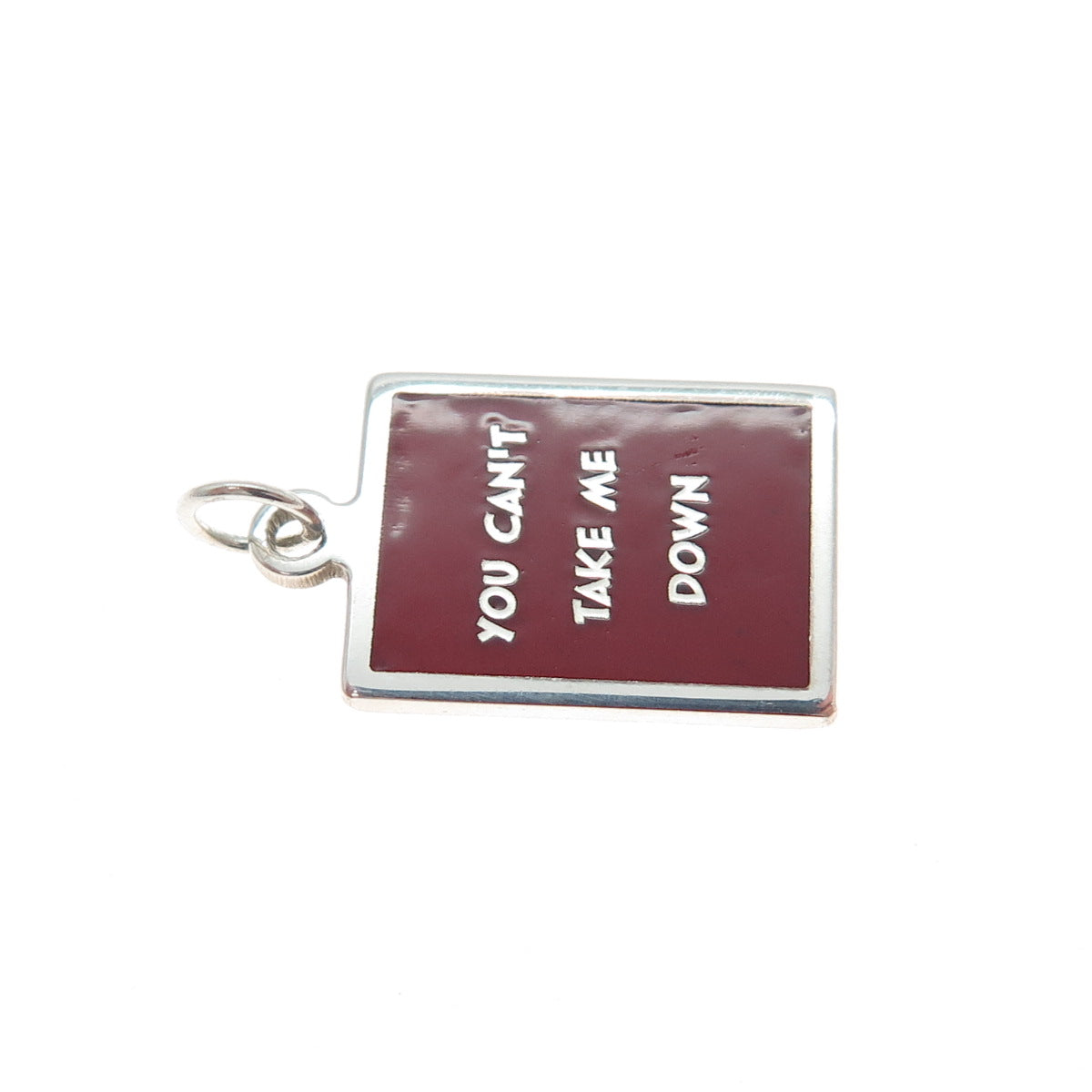 925 Sterling Silver Red Enamel You Can't Take Me Down Minimalist Charm Pendant