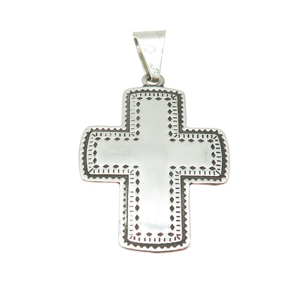 925 Sterling Silver Vintage Mexico Tribal Cross Pendant