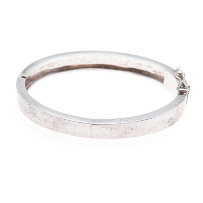 950 Silver Vintage Modernist Oxidized Bangle Bracelet 7"