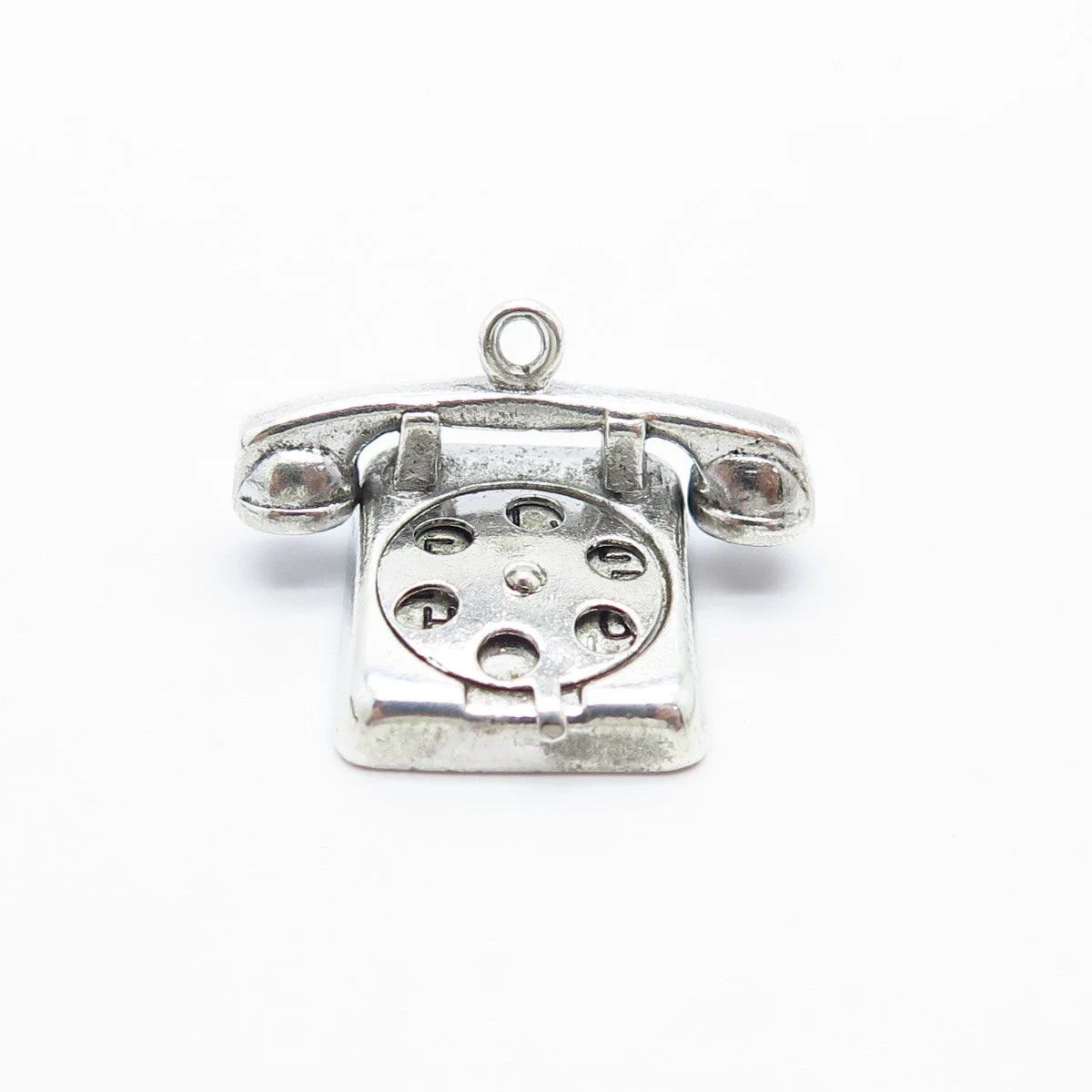 925 Sterling Silver Vintage Retro Phone Charm Pendant