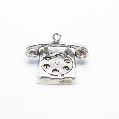 925 Sterling Silver Vintage Retro Phone Charm Pendant