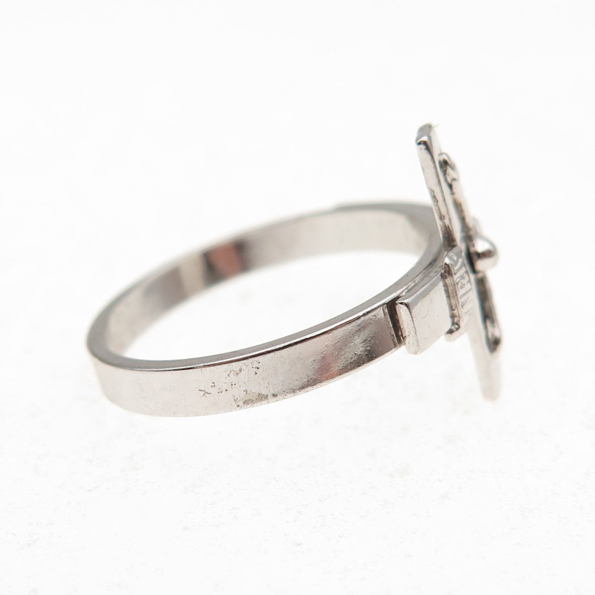 Vargas 925 Sterling Silver Antique Art Deco Crucifix Cross Ring Size 7