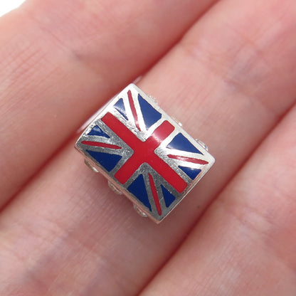 CHAMILIA & SWAROVSKI 925 Sterling Silver Enamel Crystal UK Flag Bead Charm