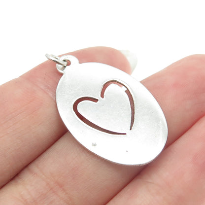 925 Sterling Silver Vintage Heart Oval Tag Charm Pendant