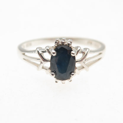 Avon RJ Graziano 925 Sterling Silver Vintage Real Oval-Cut Sapphire Ring Size 9