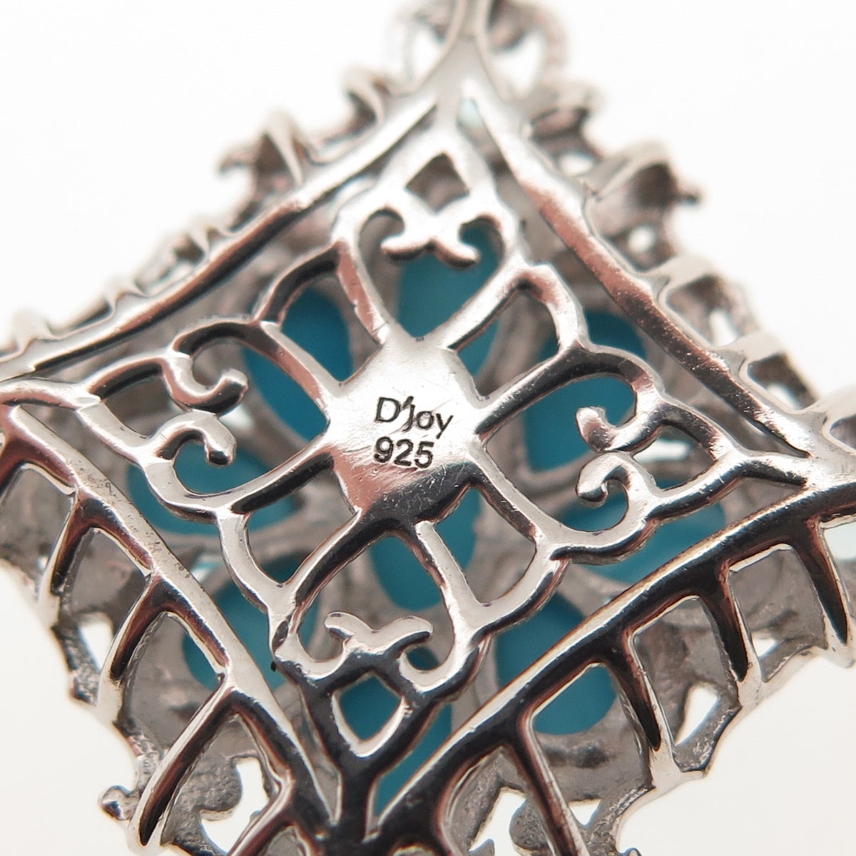 D'Joy 925 Sterling Silver Real Turquoise & Aquamarine Cable Chain Necklace 20"