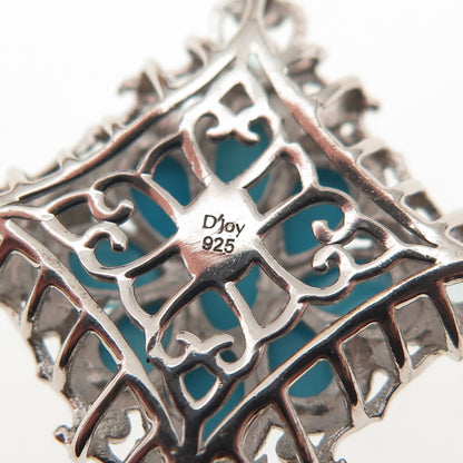 D'Joy 925 Sterling Silver Real Turquoise & Aquamarine Cable Chain Necklace 20"