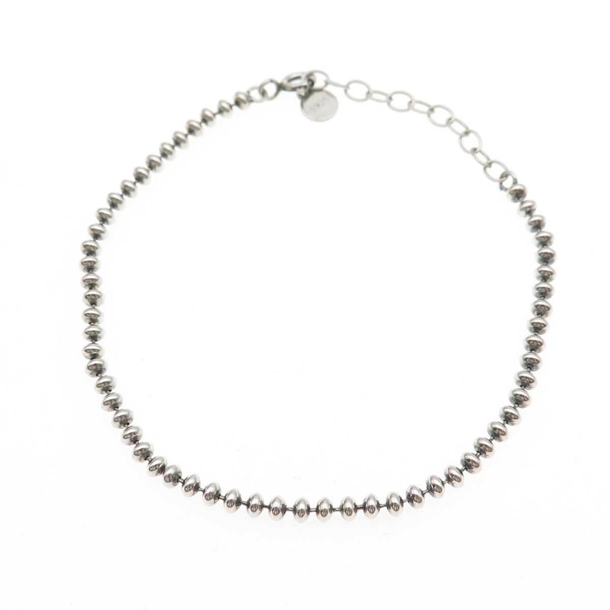 925 Sterling Silver Vintage Beaded Link Bracelet 7.25"